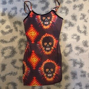 Vibrant Skull Print Dress